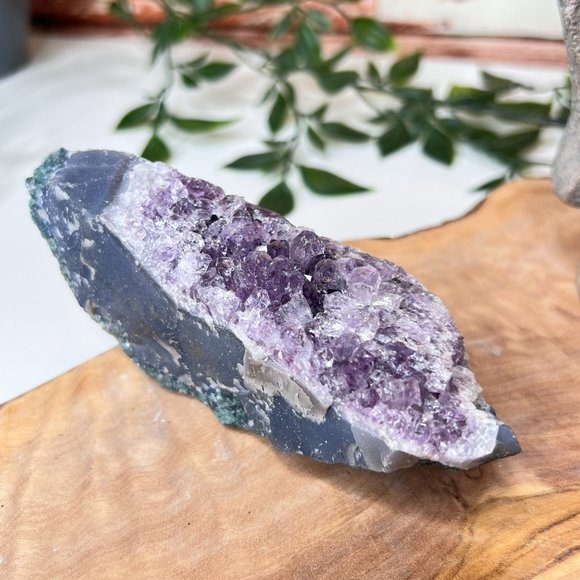 Unique Crescent Amethyst Geode Cluster Freeform, Crystal Decor Cluster - Picture 1 of 12
